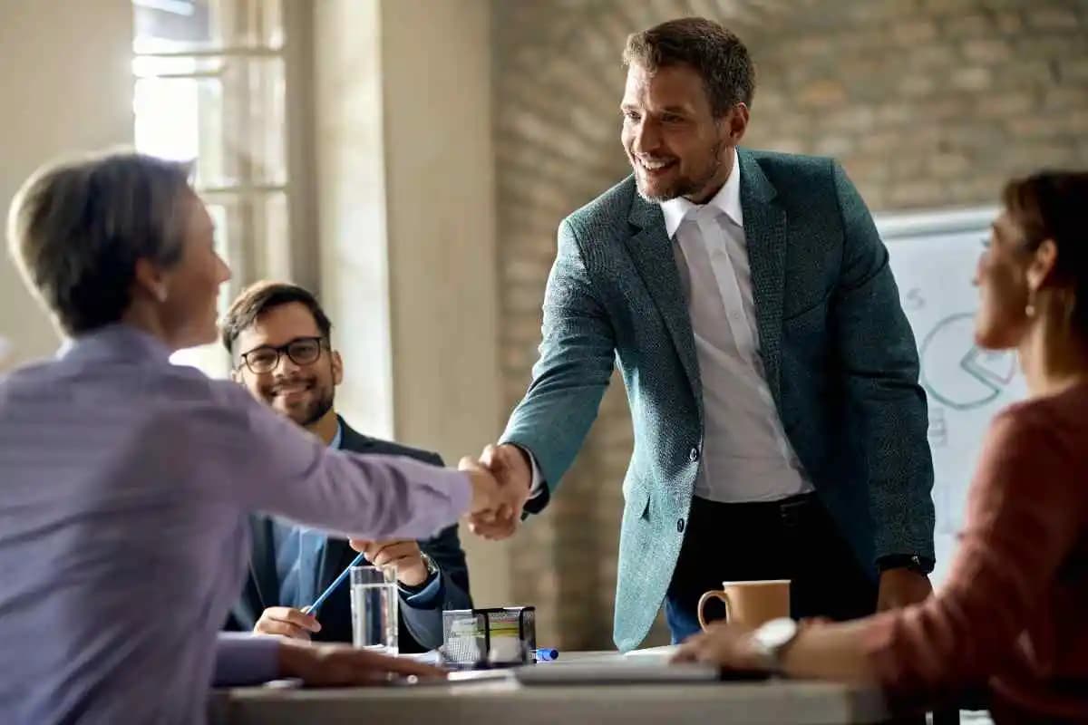 Agency owner closing a client deal